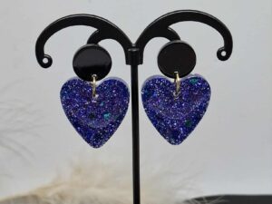 Boucles d'Oreilles Coeur en résine 3,5cm