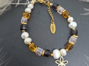 Bracelet Cubes en Cristal et Perles d'Eau Douce