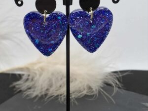Boucles d'Oreilles Coeur en résine 4cm