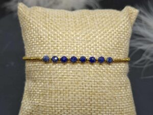 Bracelet Lapis Lazuli et cristal doré