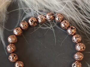 Bracelet Perles de Lave Colorées-Élégance Cuivrée