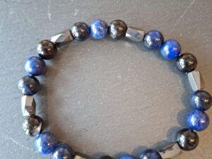 Bracelet Homme- Lapis, Œil de Tigre Bleu, Agate, Hématite Magnétique