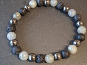 Bracelet Homme- Agate, Pierre de Lave et Hématite