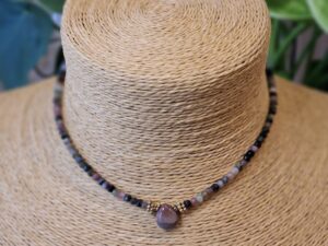 Collier en Tourmaline & Goutte d’Agate Indienne