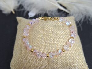 Bracelet Perles Facettées en Cristal Rose