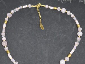 Collier Quartz Rose, Cristal et Oeil de Chat