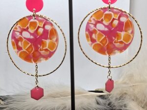 Boucles d'Oreilles Tons Roses et Orangés